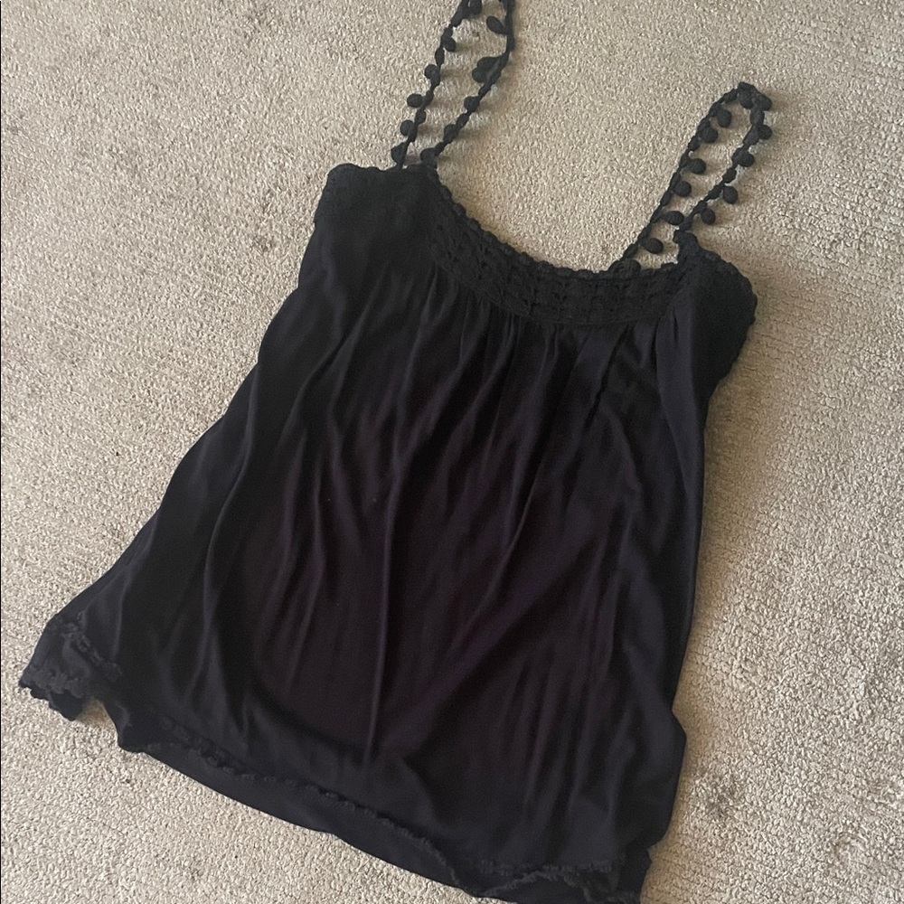 Juicy Couture Black Tank Top with Lace Straps